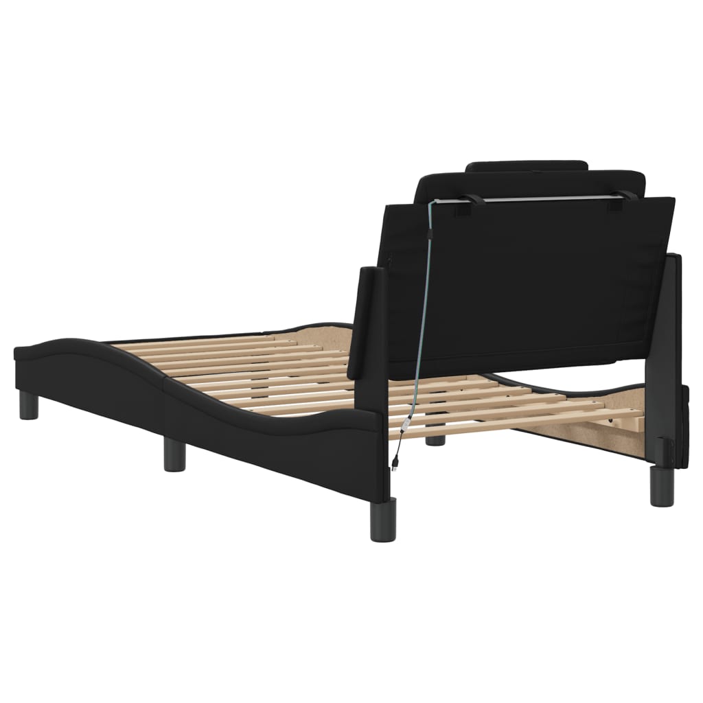 Giroletto Viana con LED senza Materasso Nero 90x200 cm
