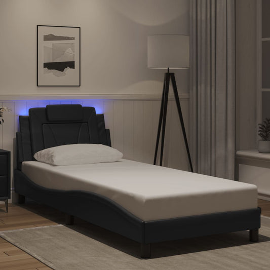 Giroletto Viana con LED senza Materasso Nero 90x200 cm
