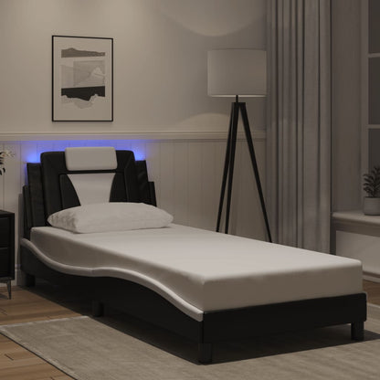 Giroletto Viana con LED senza Materasso Nero e Bianco 90x200 cm - homemem39