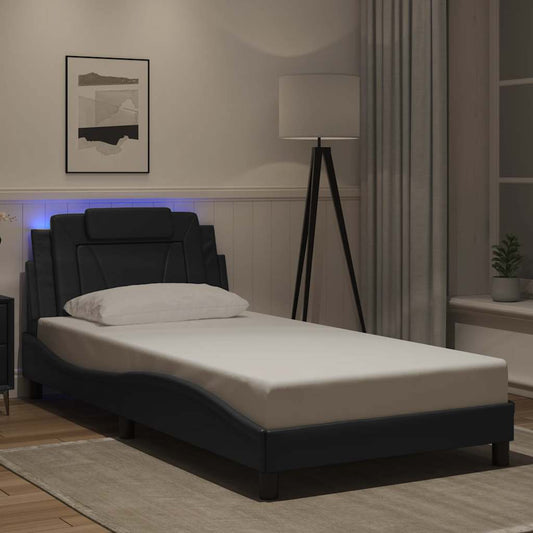Giroletto Viana con LED senza Materasso Nero 100x200 cm