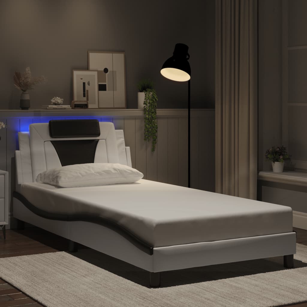 Giroletto Viana con LED senza Materasso Bianco e Nero 100x200 cm | homemem39