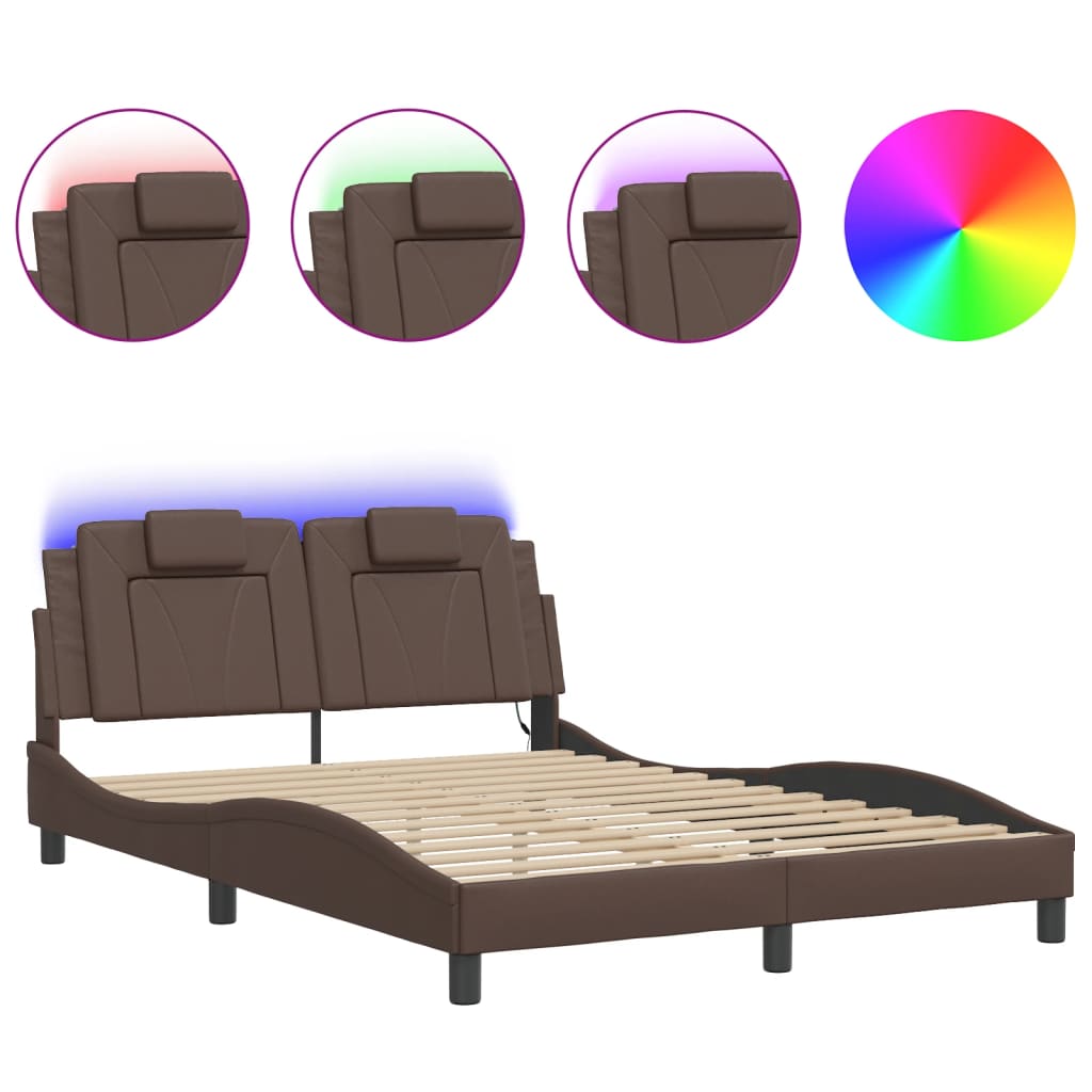 Giroletto Viana con LED senza Materasso Marrone 120x200 cm | homemem39