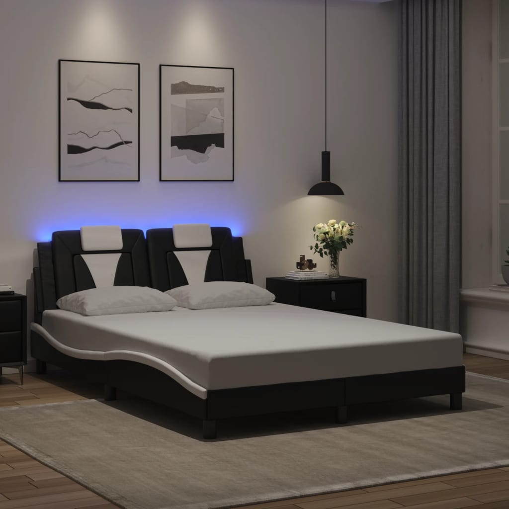 Giroletto Viana con LED senza Materasso Nero e Bianco 120x200 cm - homemem39