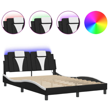 Giroletto Viana con LED senza Materasso Nero e Bianco 140x190cm