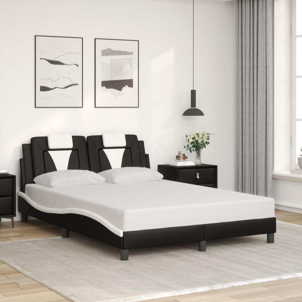 Giroletto Viana con LED senza Materasso Nero e Bianco 140x190cm
