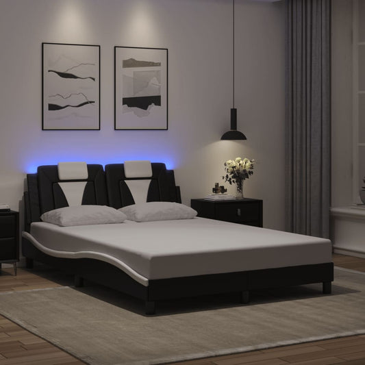 Giroletto Viana con LED senza Materasso Nero e Bianco 140x190cm