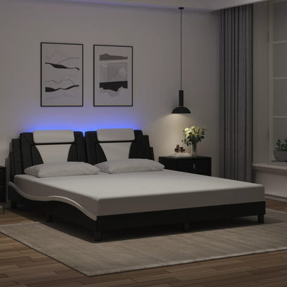 Giroletto Viana con LED senza Materasso Nero e Bianco 180x200 cm - homemem39