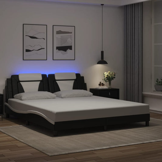 Giroletto Viana con LED senza Materasso Nero e Bianco 180x200cm