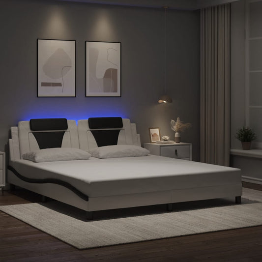 Giroletto Viana con LED senza Materasso Bianco e Nero 180x200cm