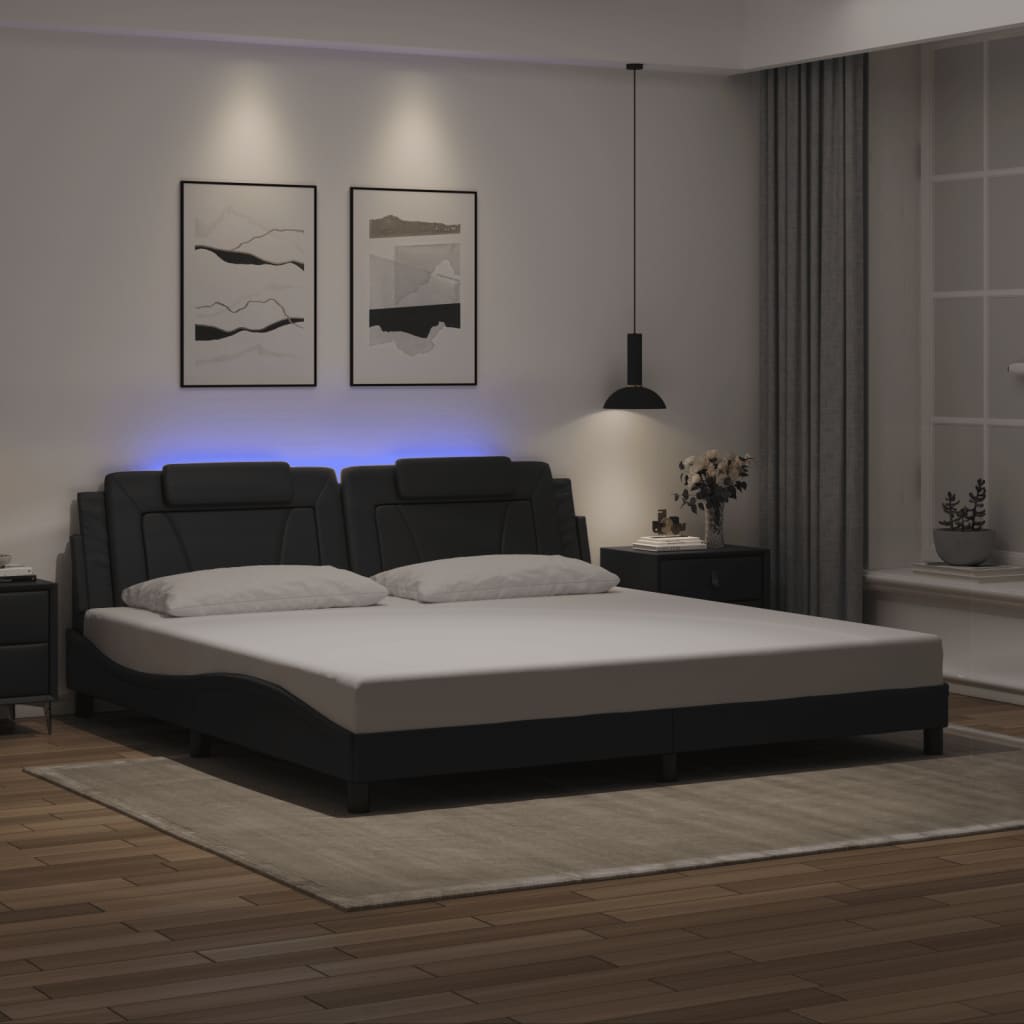Giroletto Viana con LED senza Materasso Nero 200x200 cm - homemem39