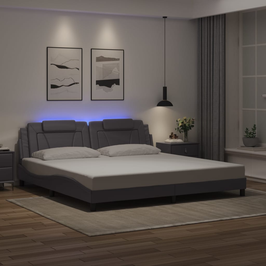 Giroletto Viana con LED senza Materasso Grigio 200x200 cm - homemem39