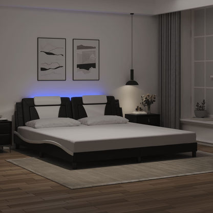 Giroletto Viana con LED senza Materasso Nero e Bianco 200x200 cm - homemem39