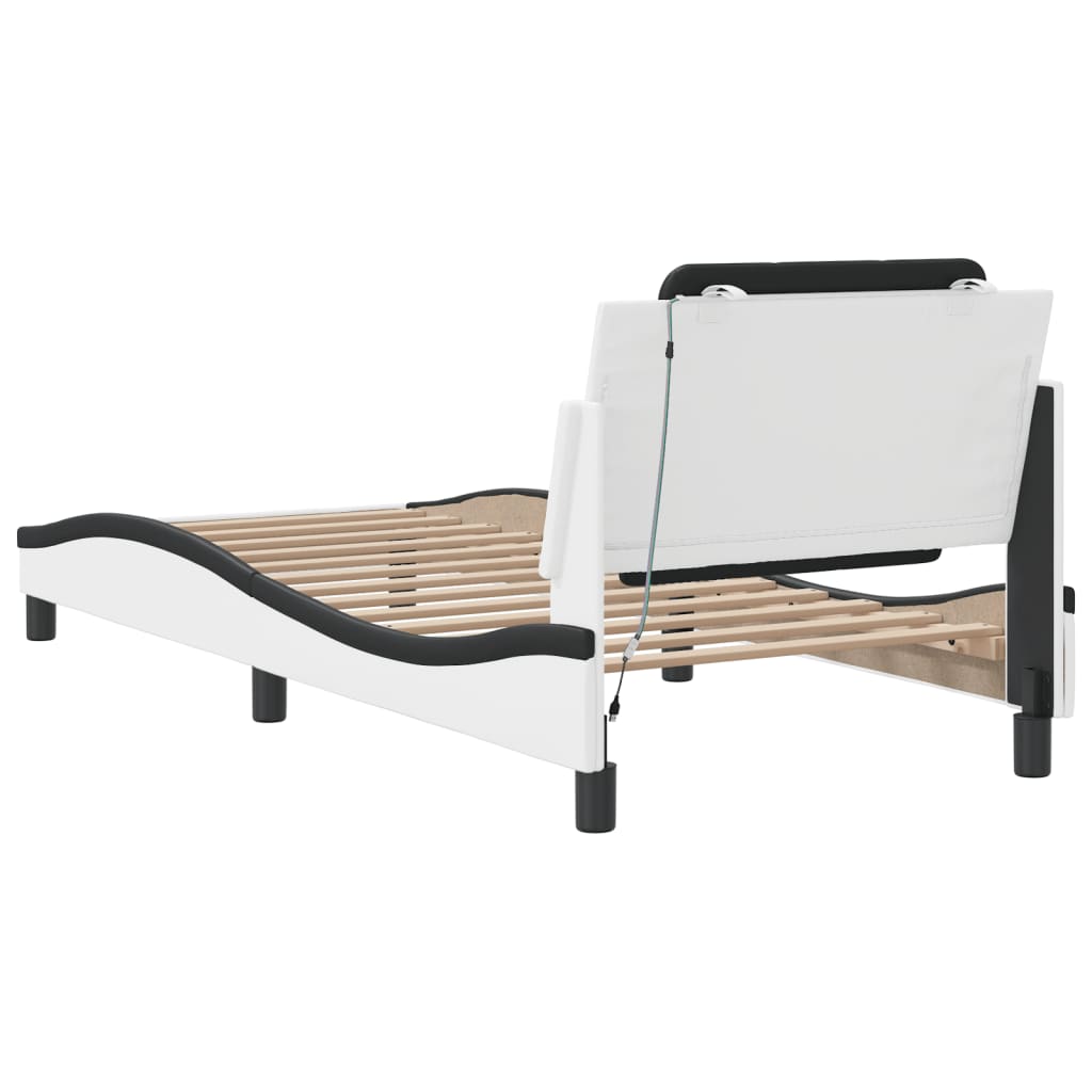 Giroletto con LED senza Materasso Zadar Bianco e Nero 90x190 cm | homemem39