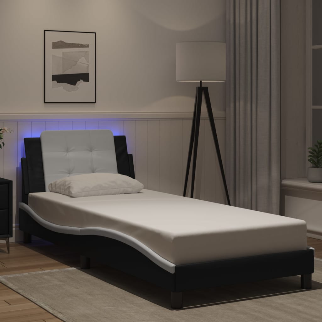 Giroletto con LED senza Materasso Zadar Nero e Bianco 100x200cm