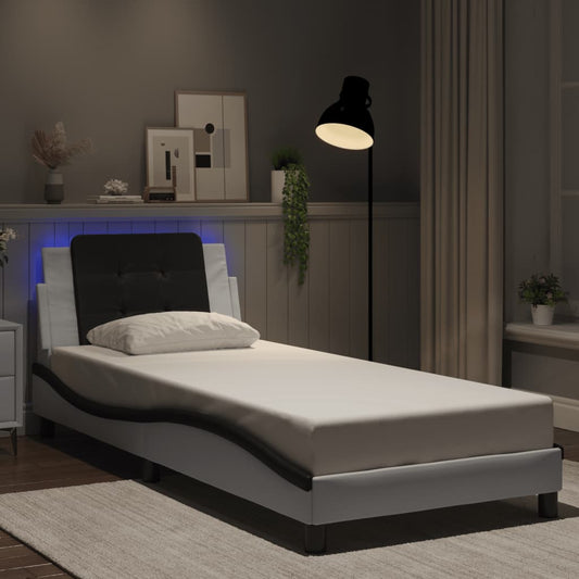 Giroletto con LED senza Materasso Zadar Bianco e Nero 100x200cm