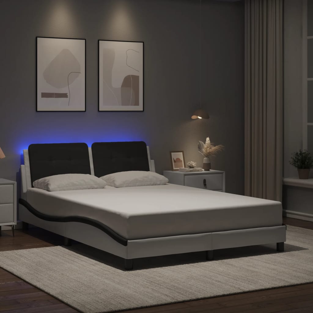 Giroletto con LED senza Materasso Zadar Bianco e Nero 140x190cm