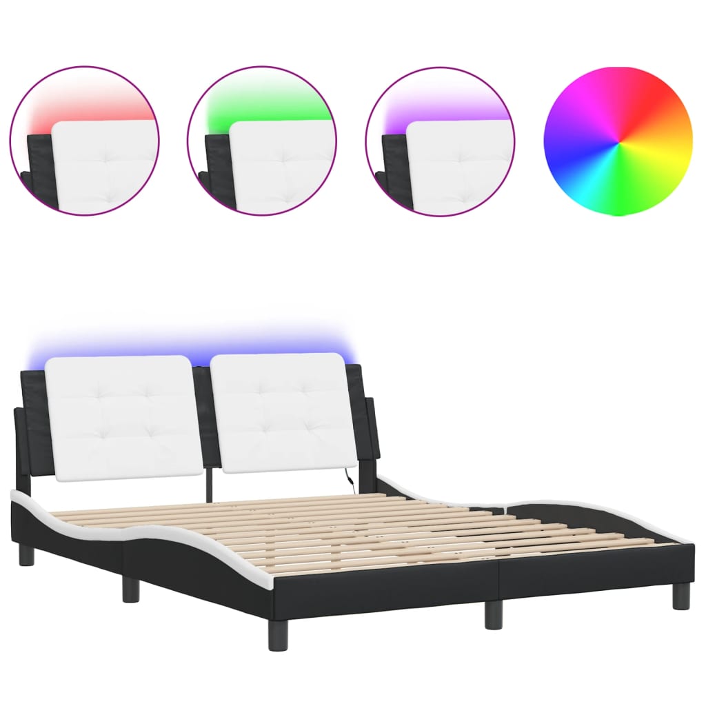 Giroletto con LED senza Materasso Zadar Nero e Bianco 160x200cm