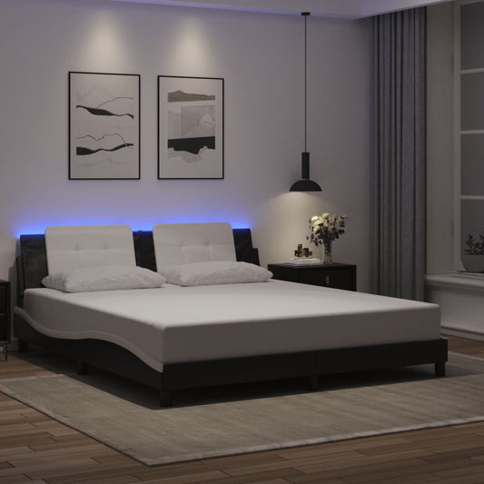 Giroletto con LED senza Materasso Zadar Nero e Bianco 180x200 cm - homemem39