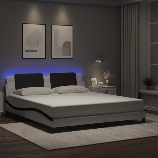 Giroletto con LED senza Materasso Zadar Bianco e Nero 180x200cm