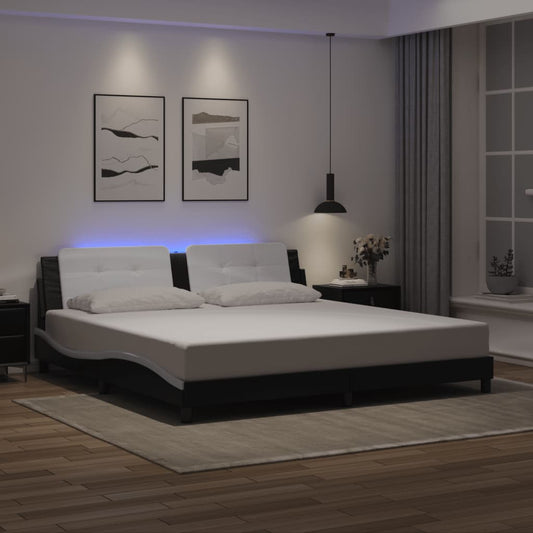 Giroletto con LED senza Materasso Zadar Nero e Bianco 200x200 cm - homemem39