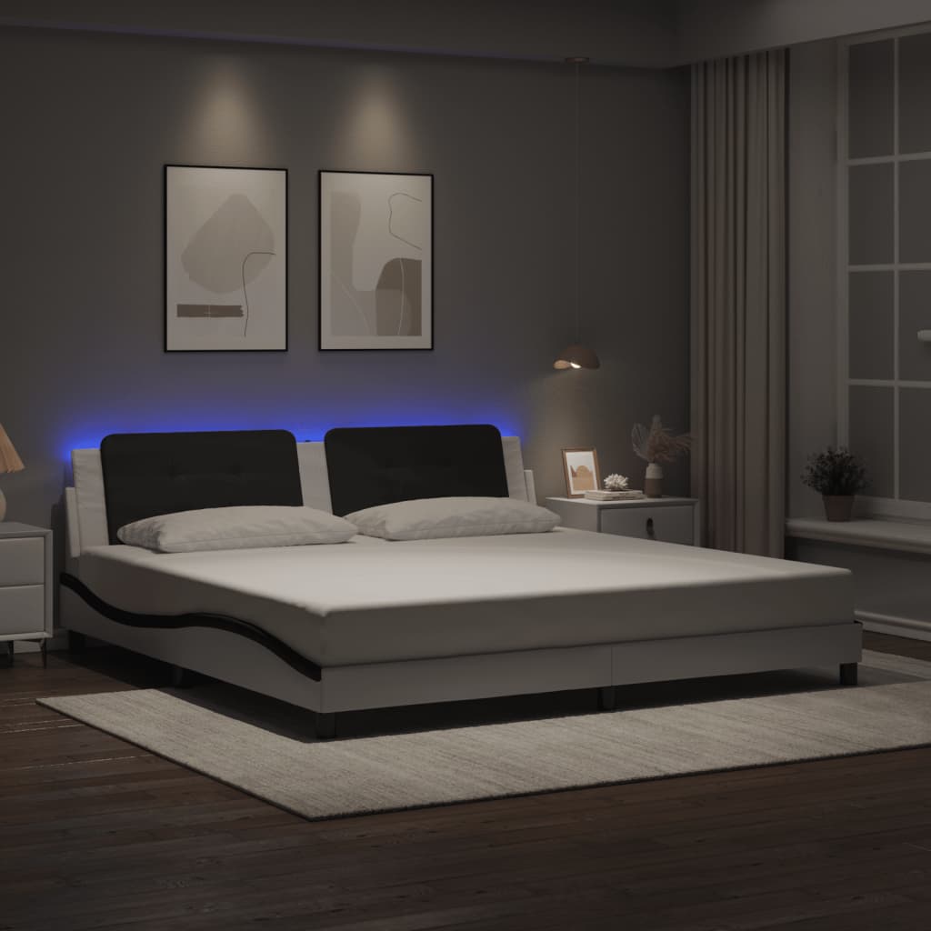 Giroletto con LED senza Materasso Zadar Bianco e Nero 200x200 cm | homemem39