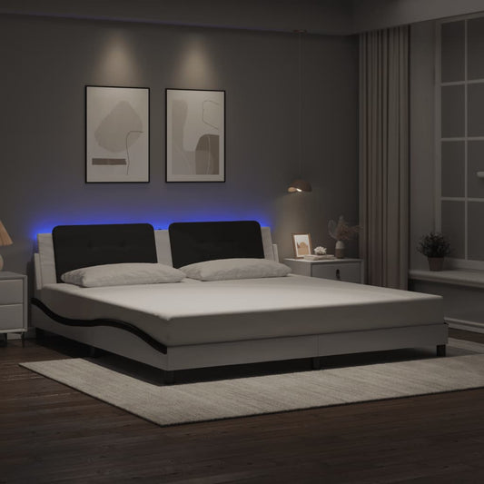 Giroletto con LED senza Materasso Zadar Bianco e Nero 200x200cm