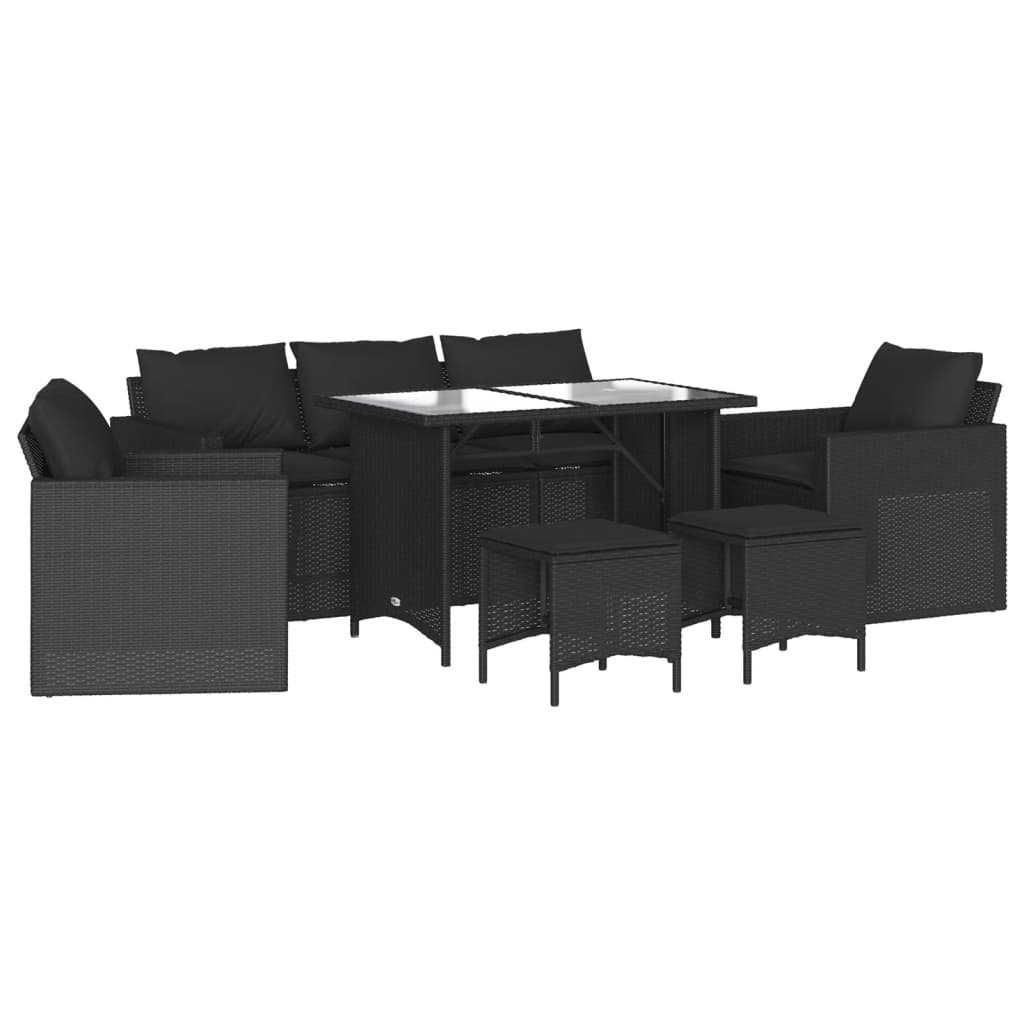 Set Divano da Giardino 6 pz con Cuscini Nero in Polyrattan - homemem39