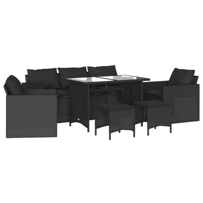 Set Divano da Giardino 6 pz con Cuscini Nero in Polyrattan - homemem39