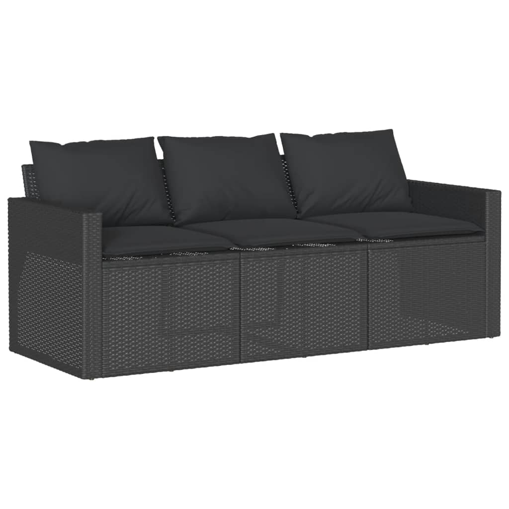 Set Divano da Giardino 6 pz con Cuscini Nero in Polyrattan - homemem39