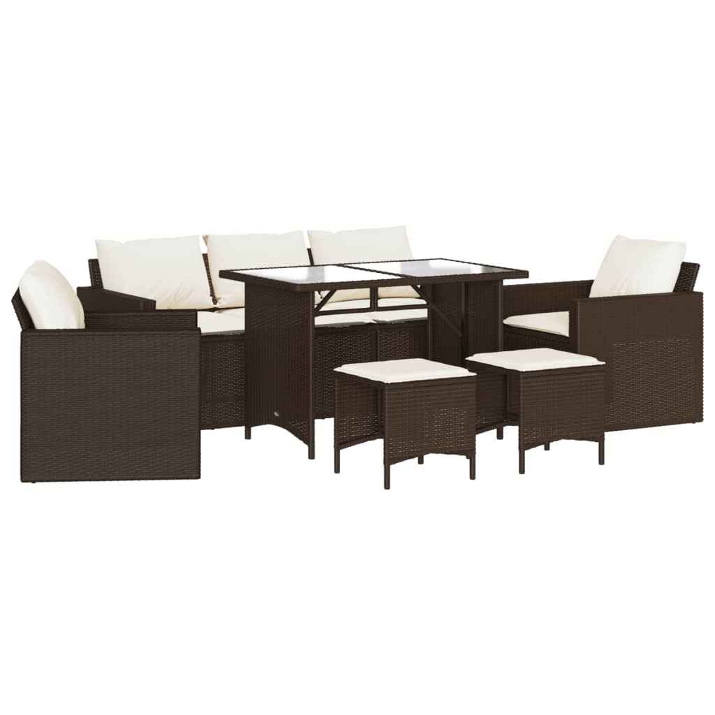 Set Divano da Giardino 6 pz con Cuscini Marrone in Polyrattan - homemem39