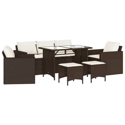 Set Divano da Giardino 6 pz con Cuscini Marrone in Polyrattan - homemem39