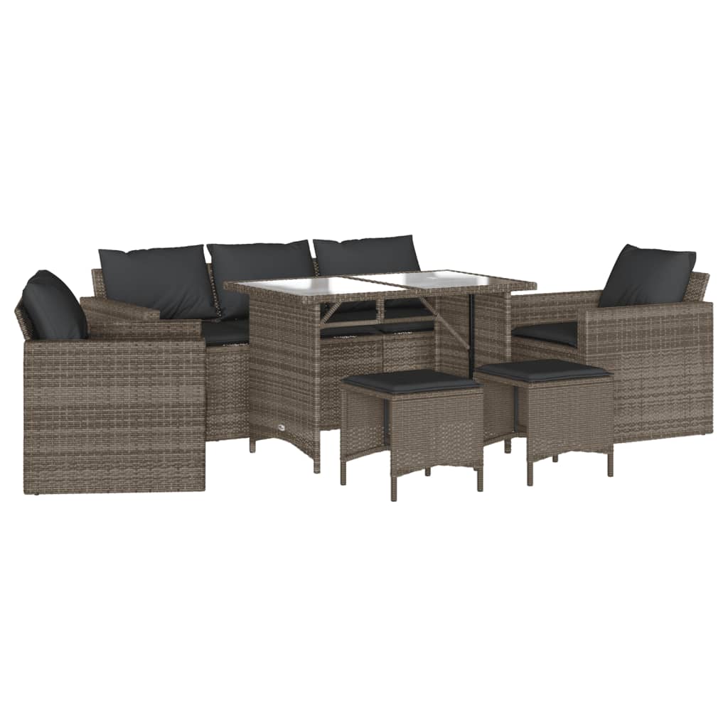 Set Divano da Giardino 6 pz con Cuscini Grigio in Polyrattan - homemem39