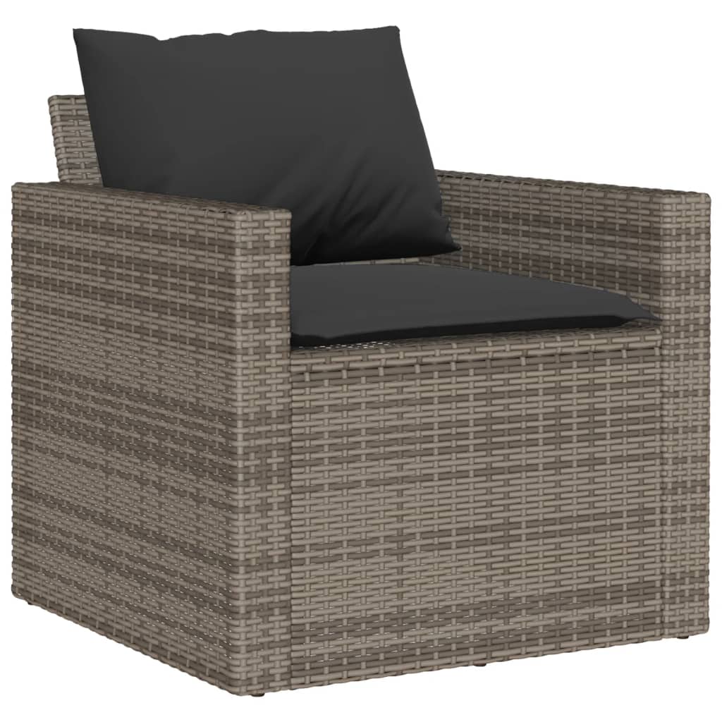 Set Divano da Giardino 6 pz con Cuscini Grigio in Polyrattan - homemem39