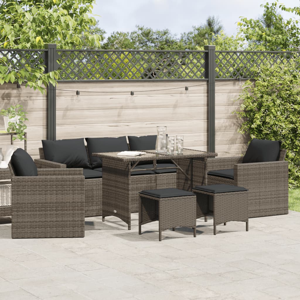 Set Divano da Giardino 6 pz con Cuscini Grigio in Polyrattan | homemem39