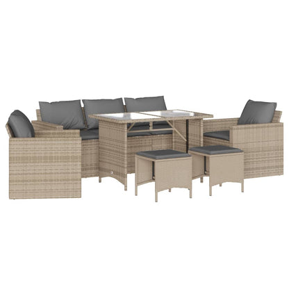 Set Divano da Giardino 6 pz con Cuscini Beige in Polyrattan - homemem39