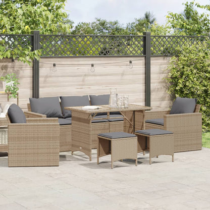 Set Divano da Giardino 6 pz con Cuscini Beige in Polyrattan - homemem39