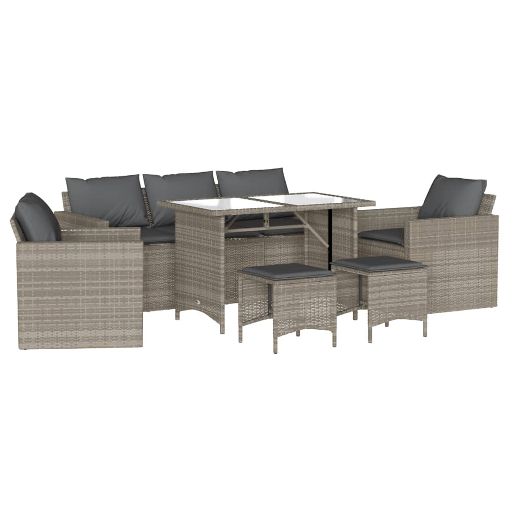 Set Divano da Giardino 6pz con Cuscini Grigio Chiaro Polyrattan | homemem39