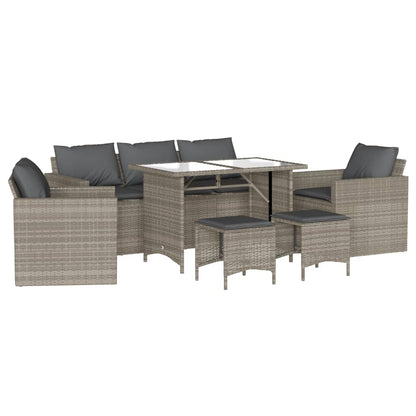Set Divano da Giardino 6pz con Cuscini Grigio Chiaro Polyrattan | homemem39