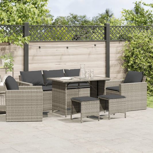 Set Divano da Giardino 6pz con Cuscini Grigio Chiaro Polyrattan - homemem39