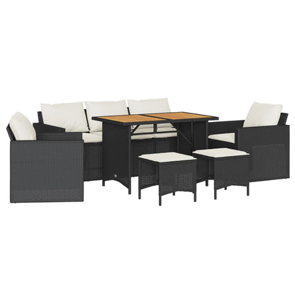 Set Divano da Giardino 6 pz con Cuscini Nero in Polyrattan | homemem39