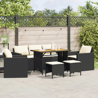 Set Divano da Giardino 6 pz con Cuscini Nero in Polyrattan | homemem39
