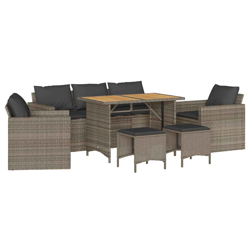 Set Divano da Giardino 6 pz con Cuscini Grigio in Polyrattan | homemem39