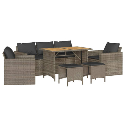 Set Divano da Giardino 6 pz con Cuscini Grigio in Polyrattan | homemem39
