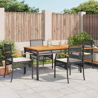 Set da Pranzo da Giardino 5 pz Nero con Cuscini in Polyrattan | homemem39