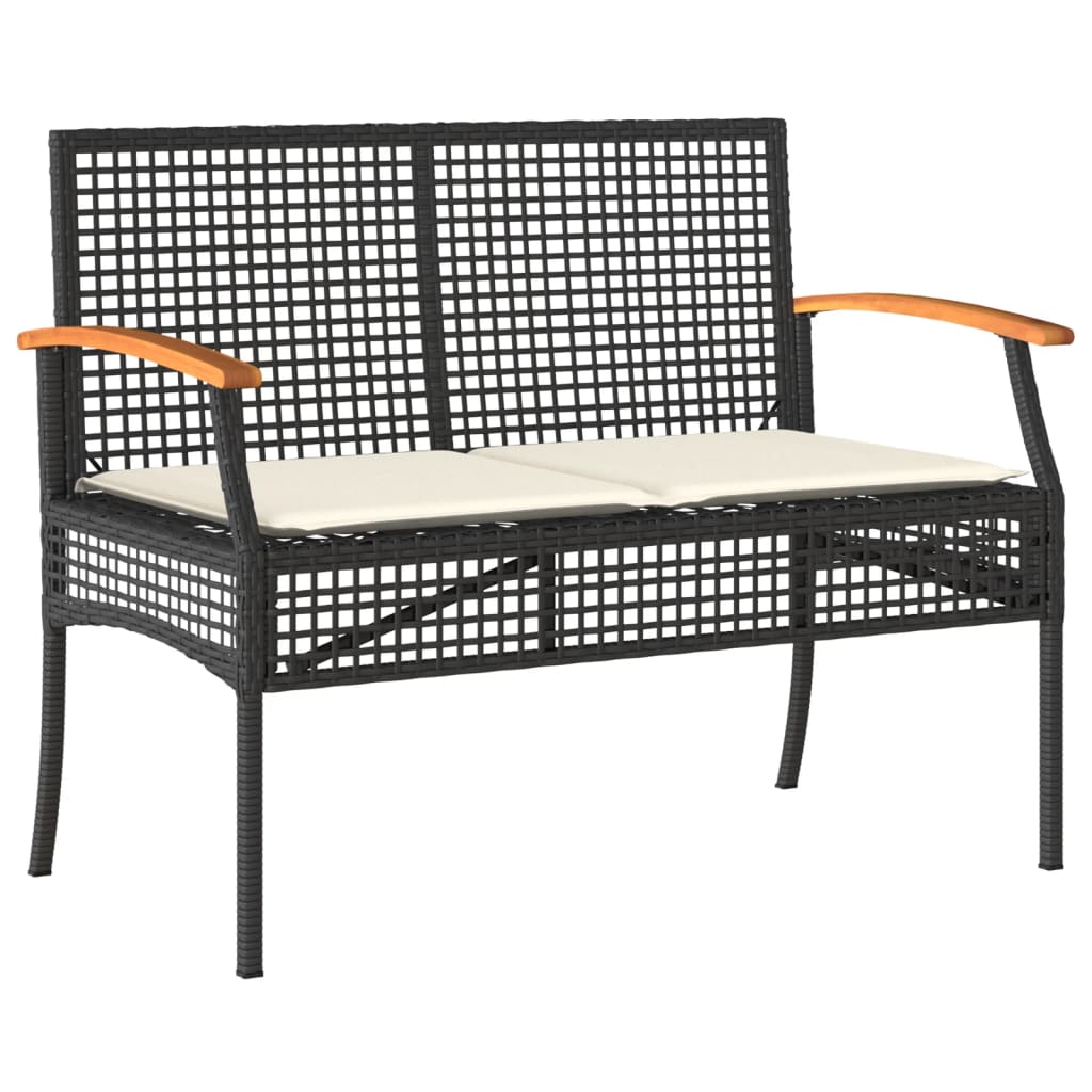 Set da Pranzo da Giardino 3 pz con Cuscini Nero in Polyrattan | homemem39