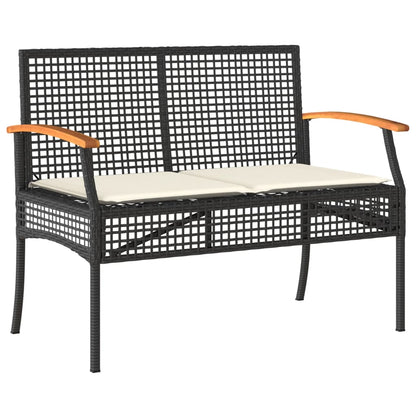 Set da Pranzo da Giardino 3 pz con Cuscini Nero in Polyrattan | homemem39