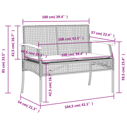 Set da Pranzo da Giardino 3 pz con Cuscini Nero in Polyrattan | homemem39