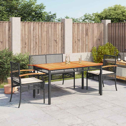 Set da Pranzo da Giardino 4 pz con Cuscini Nero in Polyrattan | homemem39