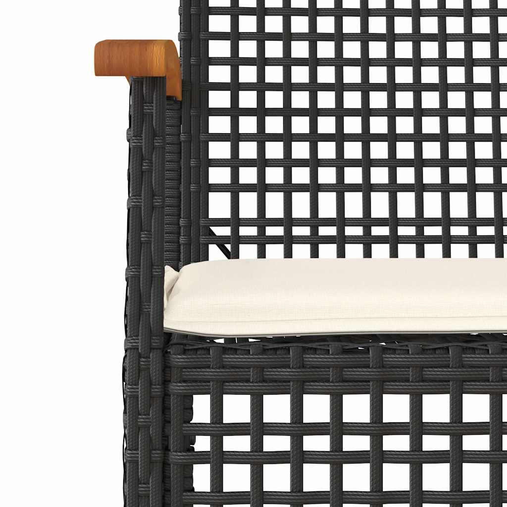 Set da Pranzo da Giardino 5 pz Nero con Cuscini in Polyrattan | homemem39