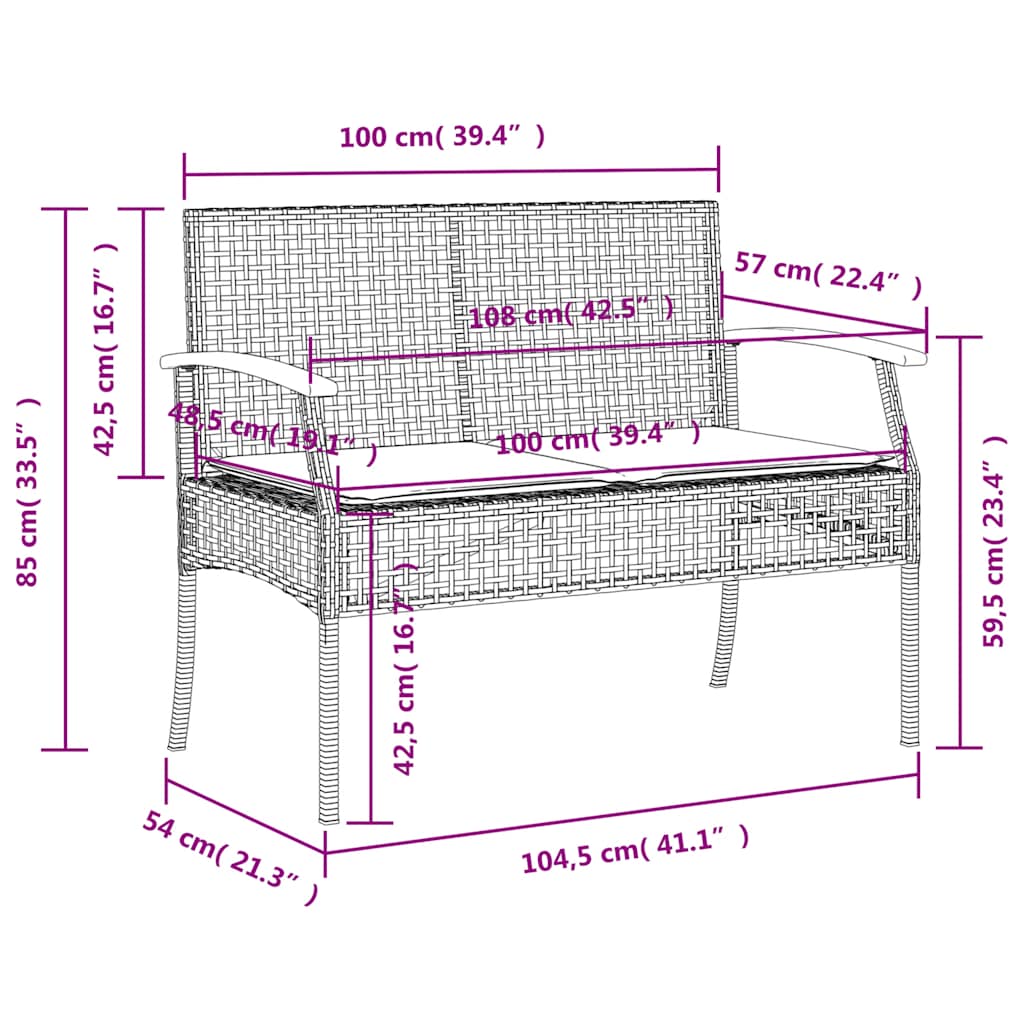Set da Pranzo da Giardino 5 pz Nero con Cuscini in Polyrattan | homemem39